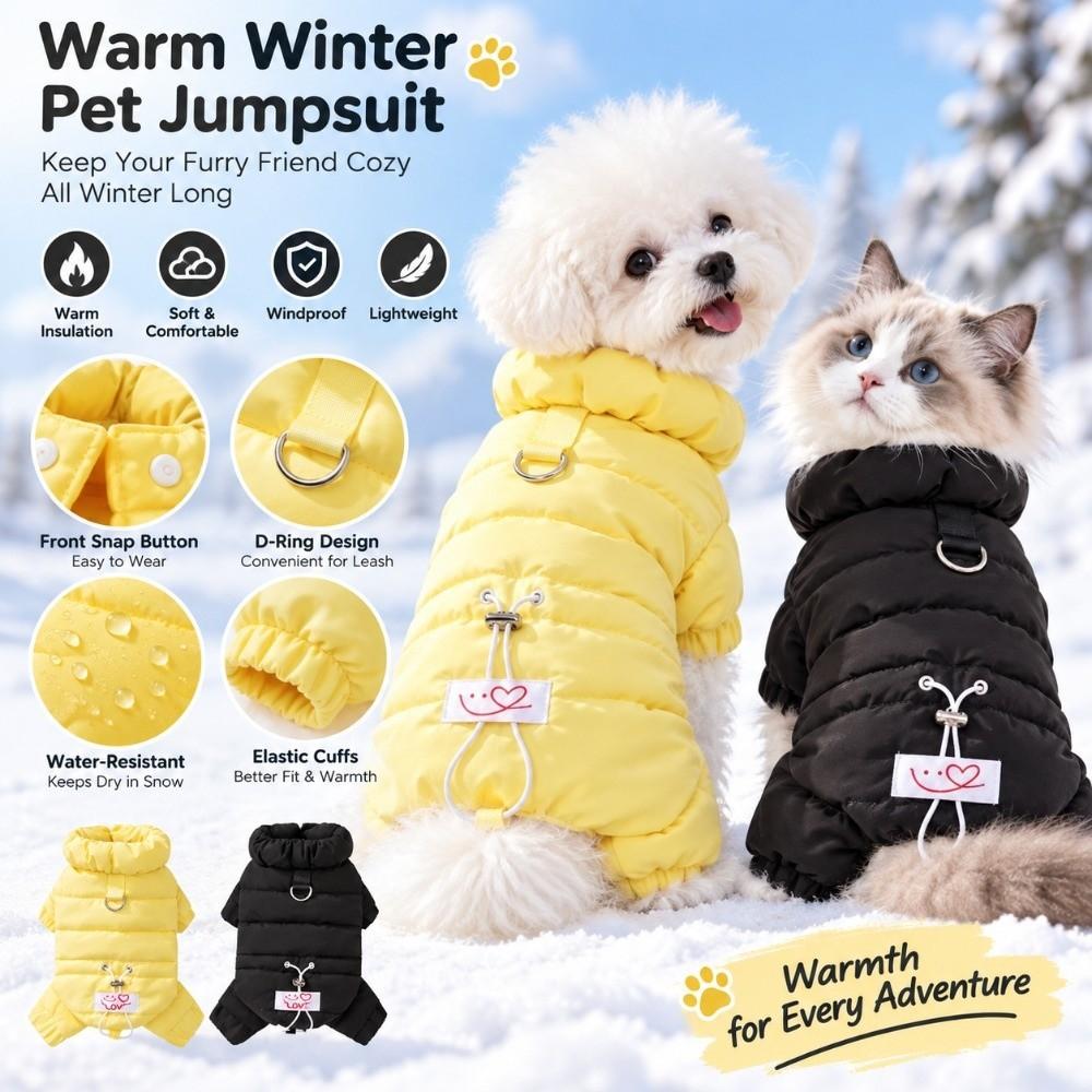 Waterproof Fabric Dog Jumpsuit Padded Cotton Puppy Down Jacket Dog Clothes For Small Medium Dogs