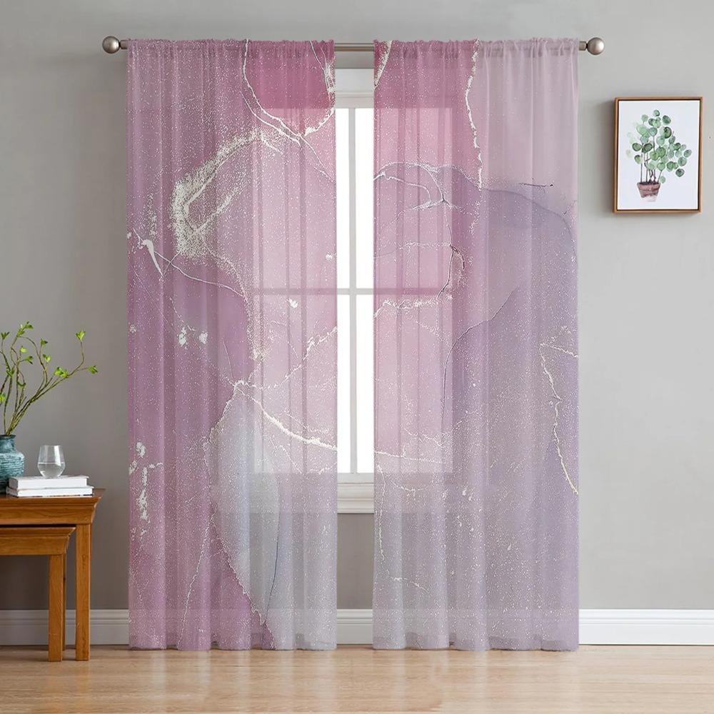 Black Cracks Texture in Sheer Drapes for Living Room Bedroom Kitchen Window Treatment Chiffon Curtain Blinds