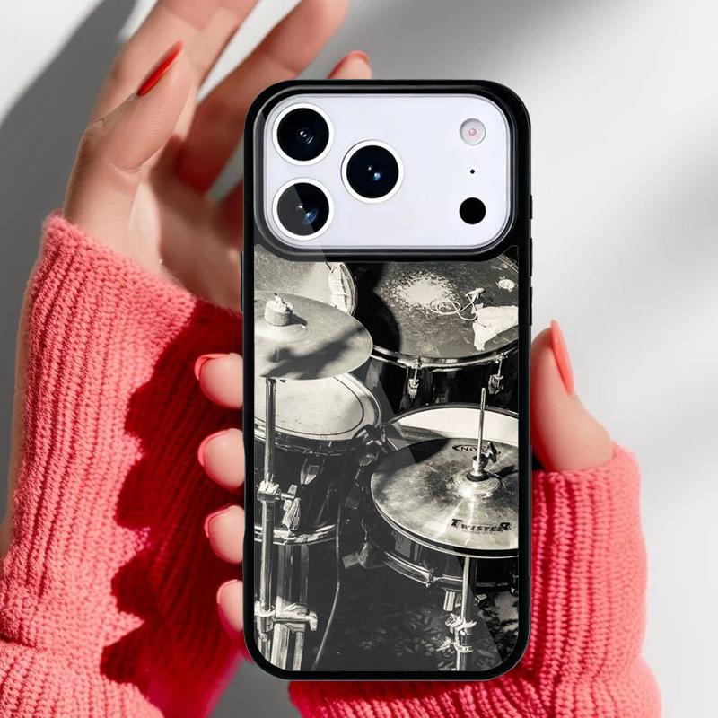 Musical Instrument Drum soft Phone Case for iPhone 17 Air 16e 15 14 13 Pro Max Back Cover for 12 11 Pro Coque