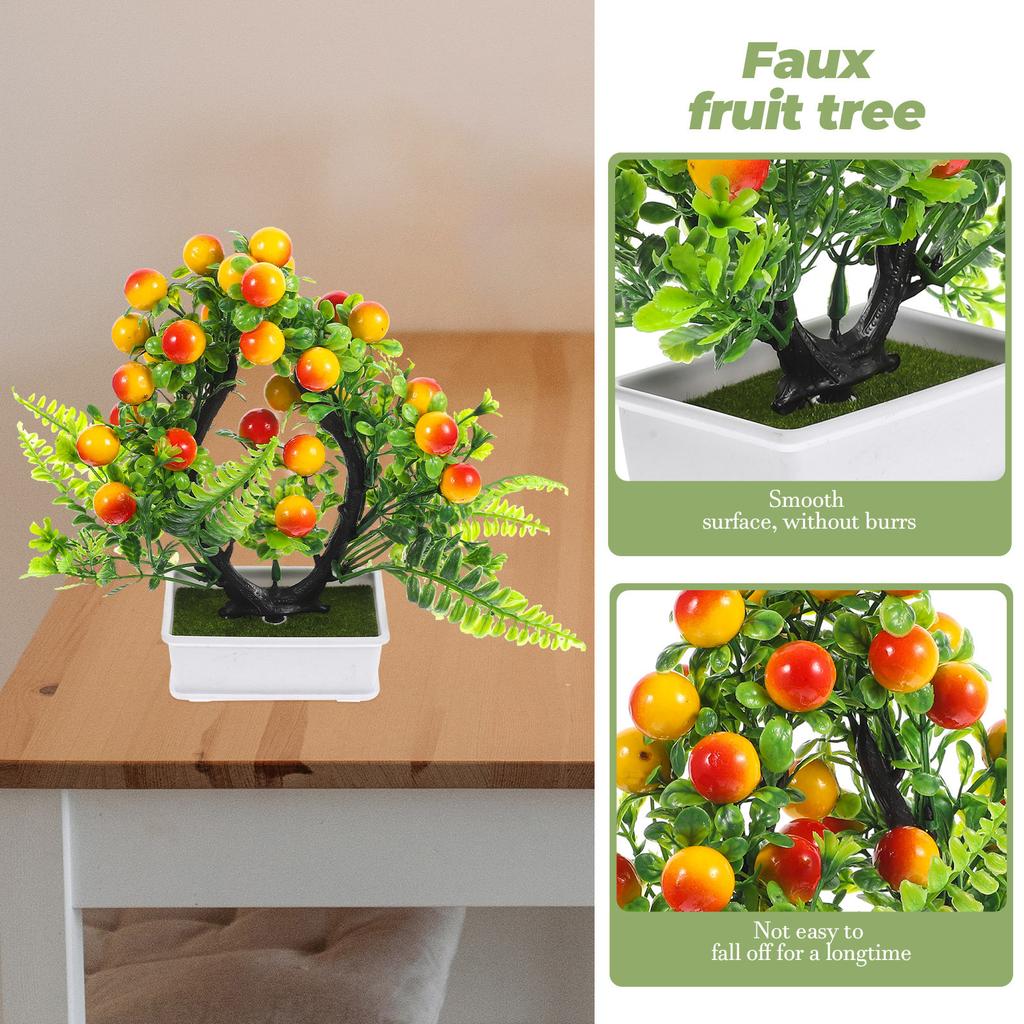 Fake Fruit Tree Decor Plastic Artificial Fruit Tree with Pot Natural Looking Simulation Bonsai for Desktop Table Centerpiece