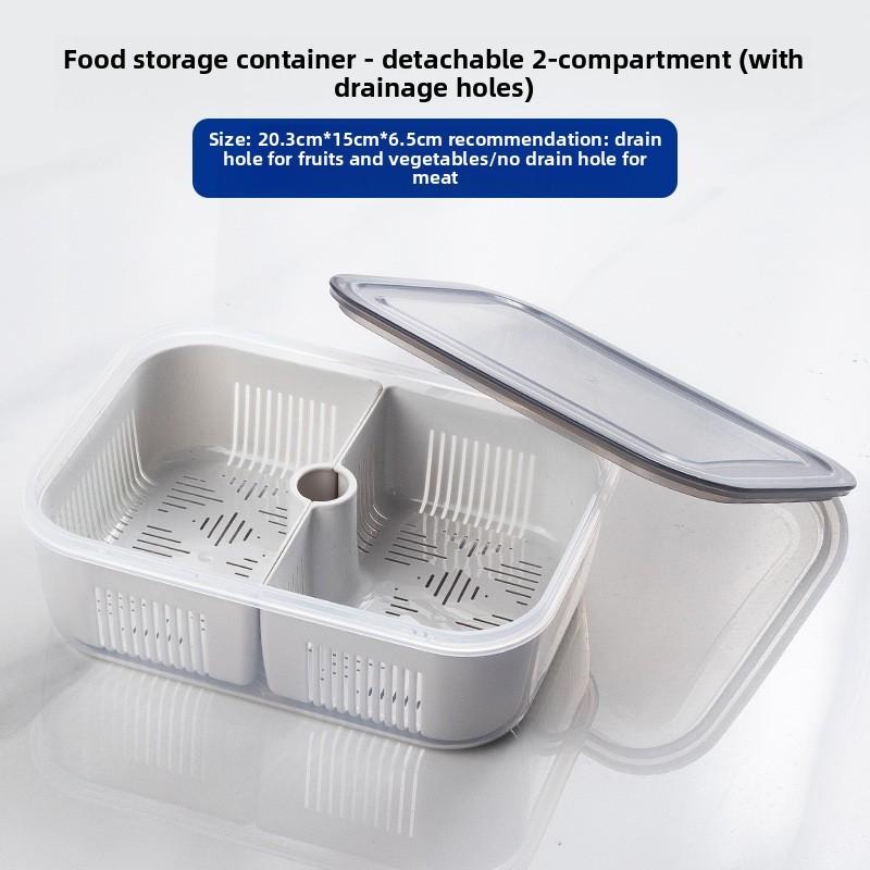 Multicompartment Plastic Food Organizer With Leakproof Seal For Refrigerator And Freezer Use