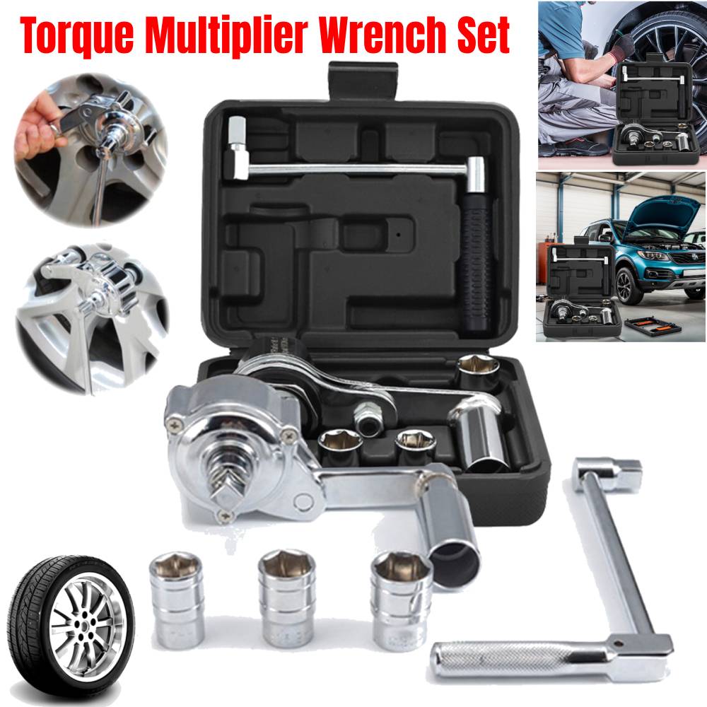 Chrome Vanadium Steel Torque Multiplier Wrench Set with 17mm/19mm/21mm Sockets Lug Nut Remover Wrench Booster Tire Nut Remover