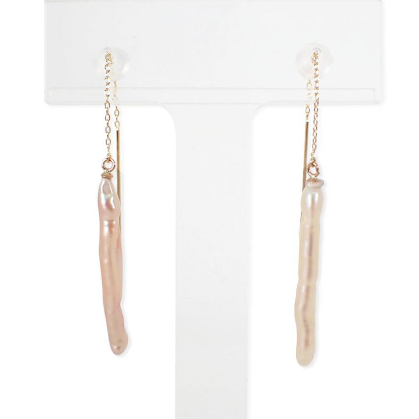 

[New] K10 Freshwater Pearl/Long Chain Earrings/j33-1