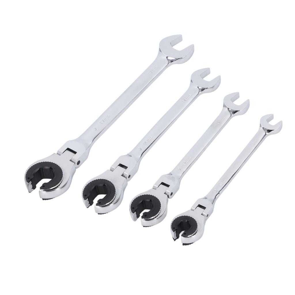 6Pcs Ratcheting Wrench Set 10 17mm Metric Open Flex Head 72 Teeth Gear Open End Adjustable for Air Conditioning Tubing