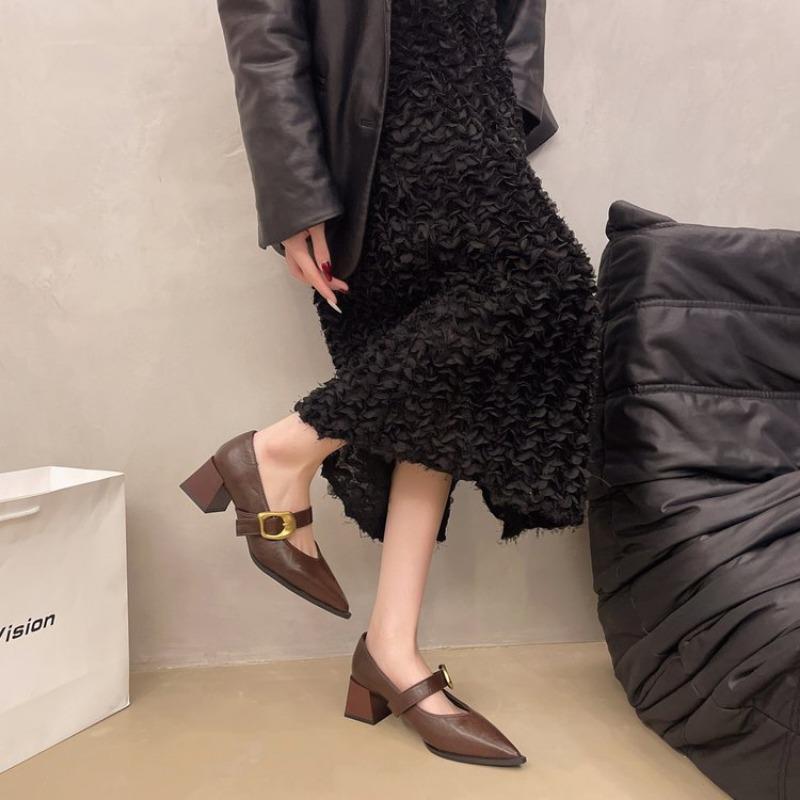 Fashion Design High Heeled Mary Jane 2025 NEW Pointed Toe Women Single Shoes PU Leather Comfort Spring Summer Dress Sexy Women's Shoes