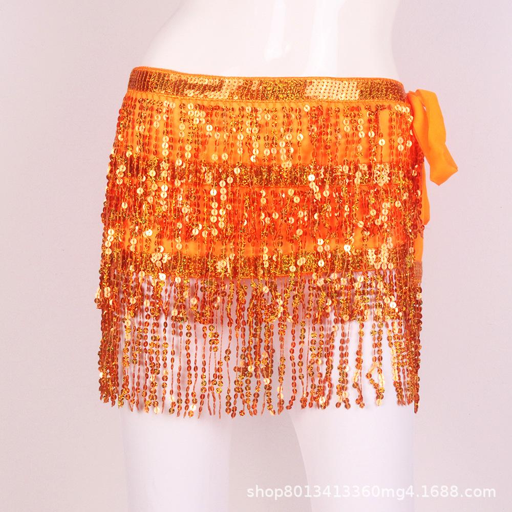Halloween Belly Dance Hip Scarf Performance Sequin Tassel Waist Chain Bohemia Waist Scarf Sexy One Piece Skirt