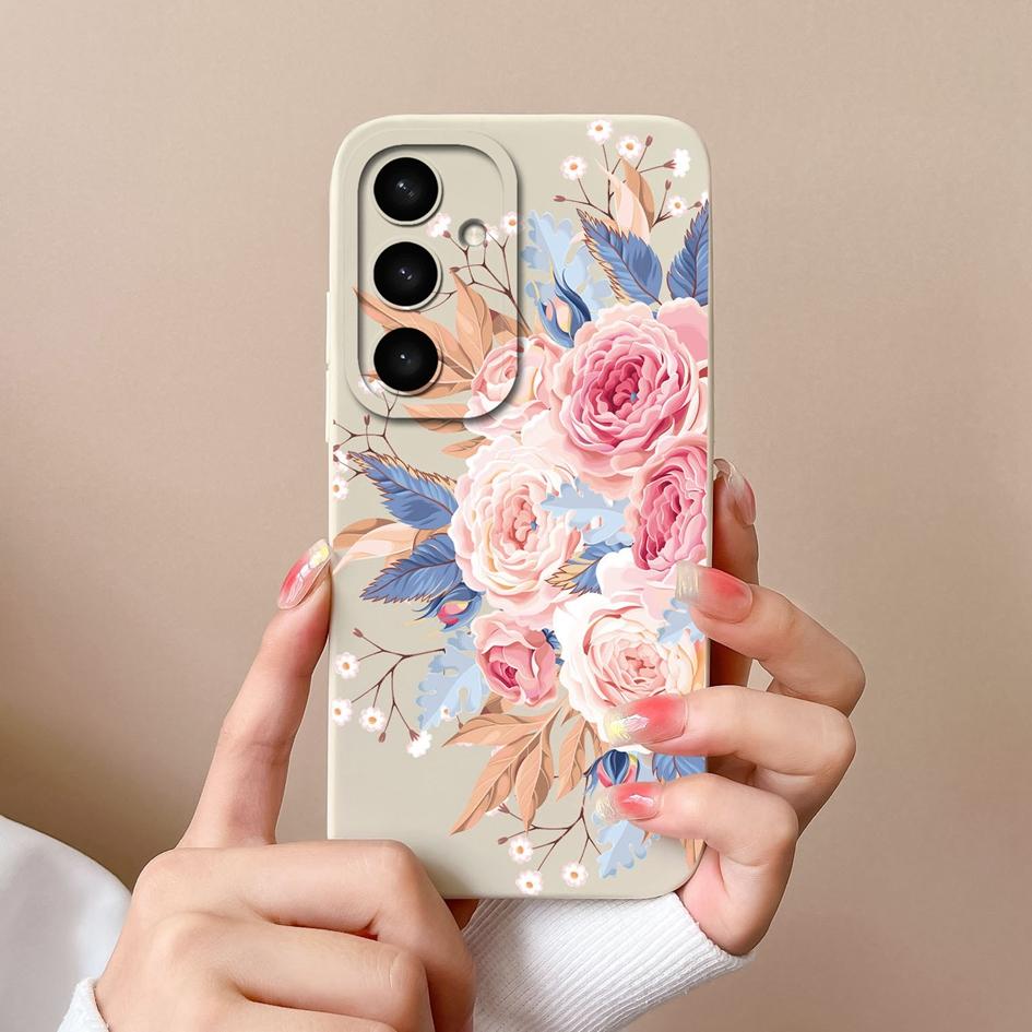 Shell For Samsung A05 A16 A56 A26 A36 F14 A05S S25 Plus Ultra Case Exquisite Avocado Durable Anti Slip Liquid Silicone Pretty Flower Cover For Samsung