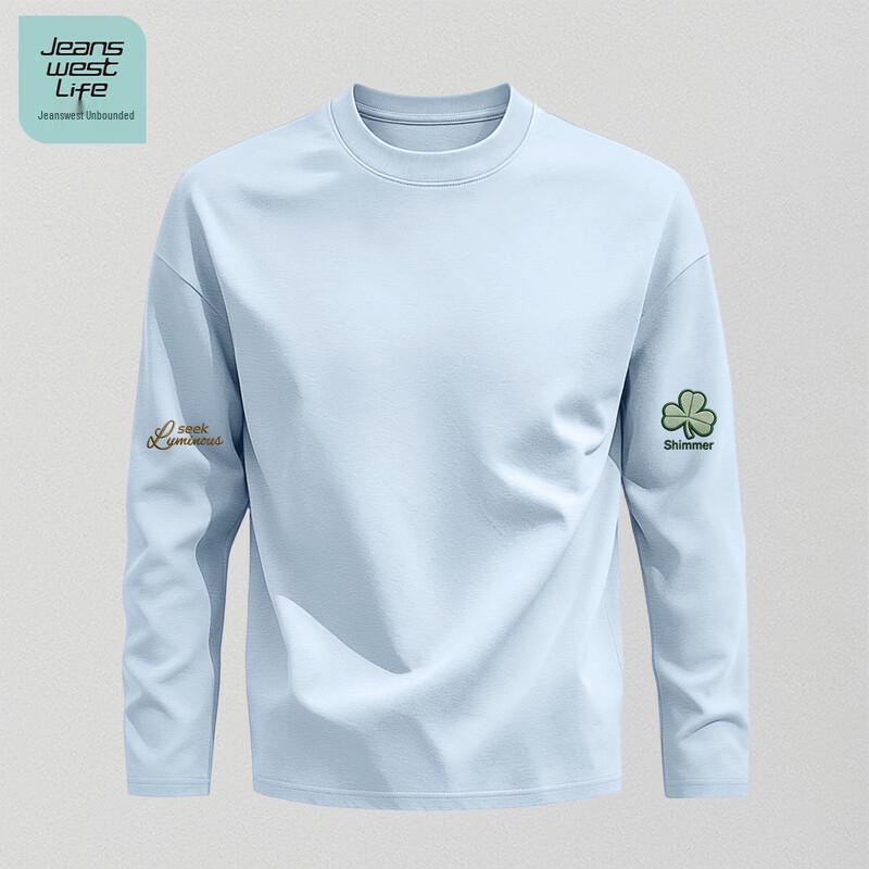 Jeanswest Life Men's Loose-Fit Long-Sleeve Cotton Crewneck Top