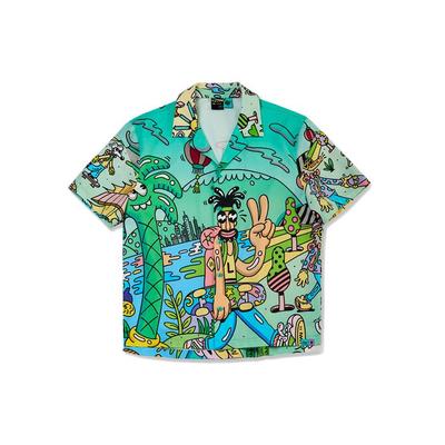 Li Ning X STEVEN HARRINGTON Skateboard Shirts Unisex Green Cuban Collar Moderate Other ASHR137-1