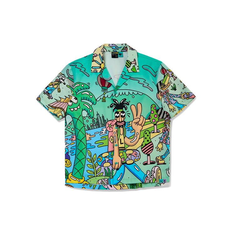 Li Ning X STEVEN HARRINGTON Skateboard Shirts Unisex Green Cuban Collar Moderate Other ASHR137-1