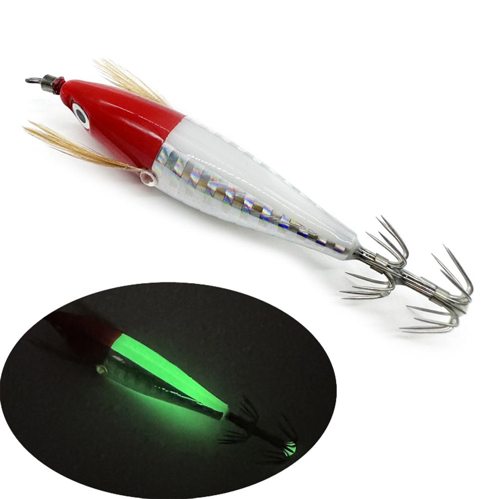 5 Stück Tintenfischjig 5,5g Schwimmend Horizontal Garnelenköder Köder Laser Leuchtend Tintenfischjig Krake Sepia Haken Angelköder