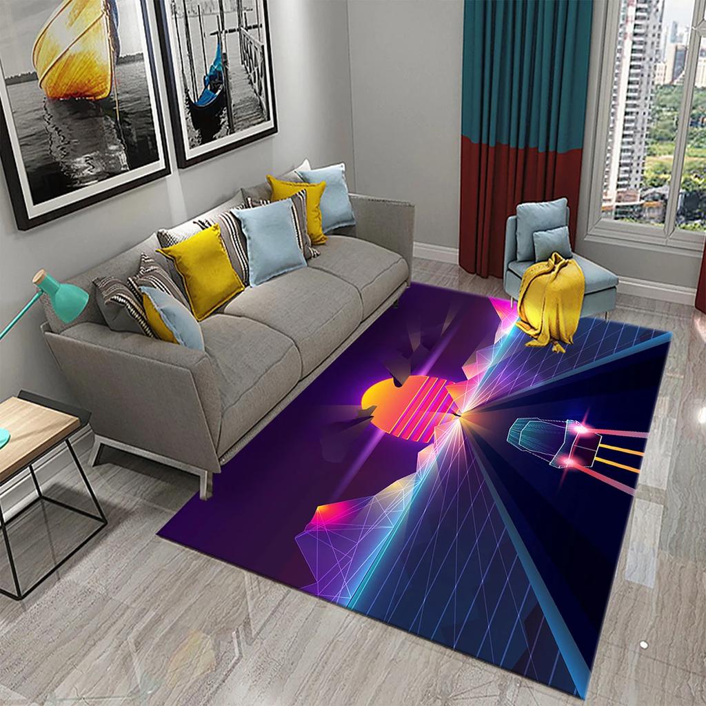 3D Colorful Neon Wave Carpet Rug for Living Room Kids Bedroom Decor Kids Play Crawling Floor Mat Bathroom Kitchen Non-slip Rugs