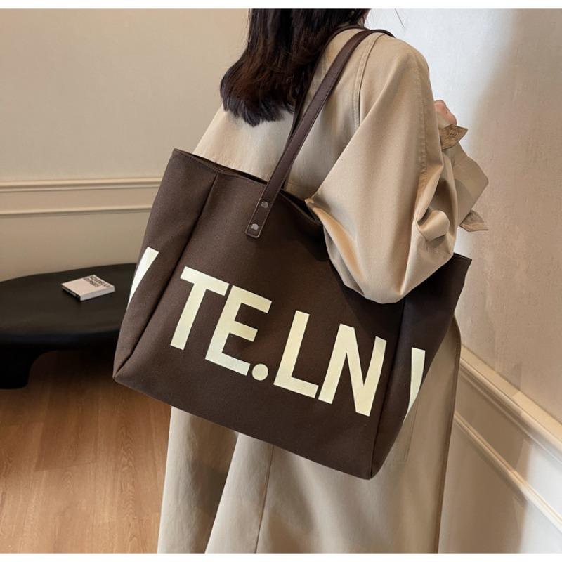 Canvas Bag Women's Large-capacity New Autumn and Winter Versatile Literary and Lazy Style Shoulder Commuter Tote Bag