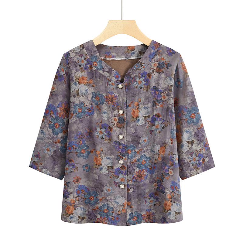 

Летний костюм-двойка с принтом от бабушки - Повседневный костюм для женщин 60 и 70+ 3XL