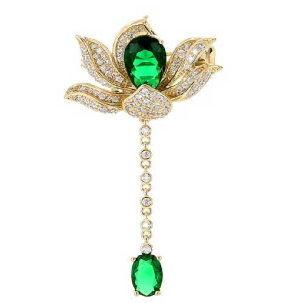 Lotus Pendant Enamel Brooch Badges Fashion Pearl Flower Exqusiite Pin Jewelry