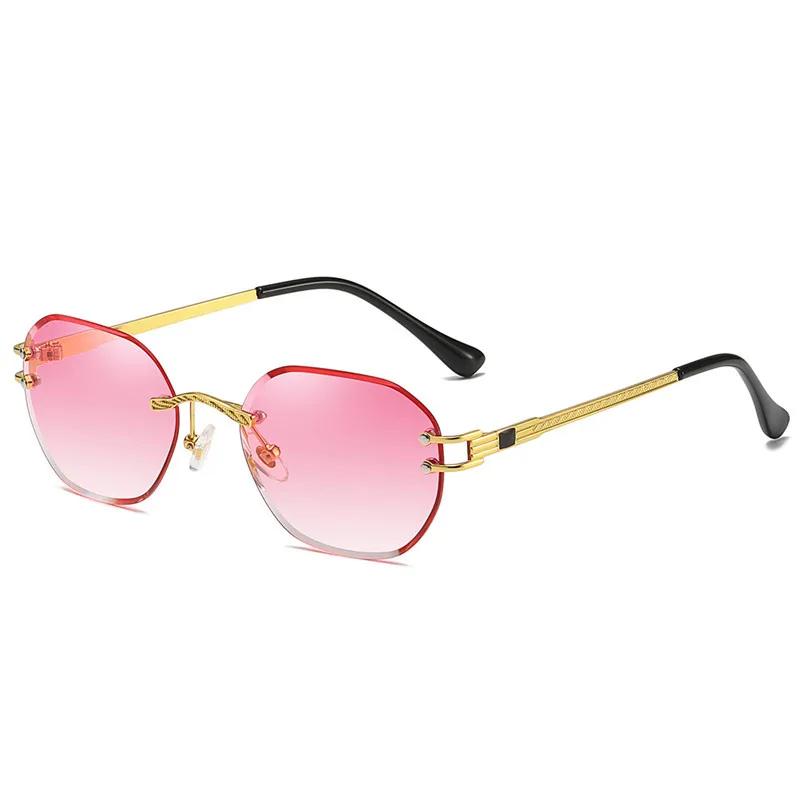 Gafas de Sol Azules Sin Montura Cuadradas Metálicas de Alta Calidad Estilo Verano Espejo para Hombres Mujeres