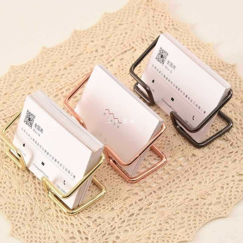 Gold Metal Business Card Holder Desk Bracket Cards Organizer Office Business Cards Display Holders Fashion Desktop Decorative