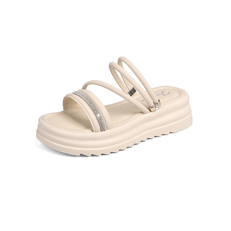 

Сандалии новая мода стразы односимвольные с открытым носком на толстой подошве с ремешком на щиколотке женская обувь 40