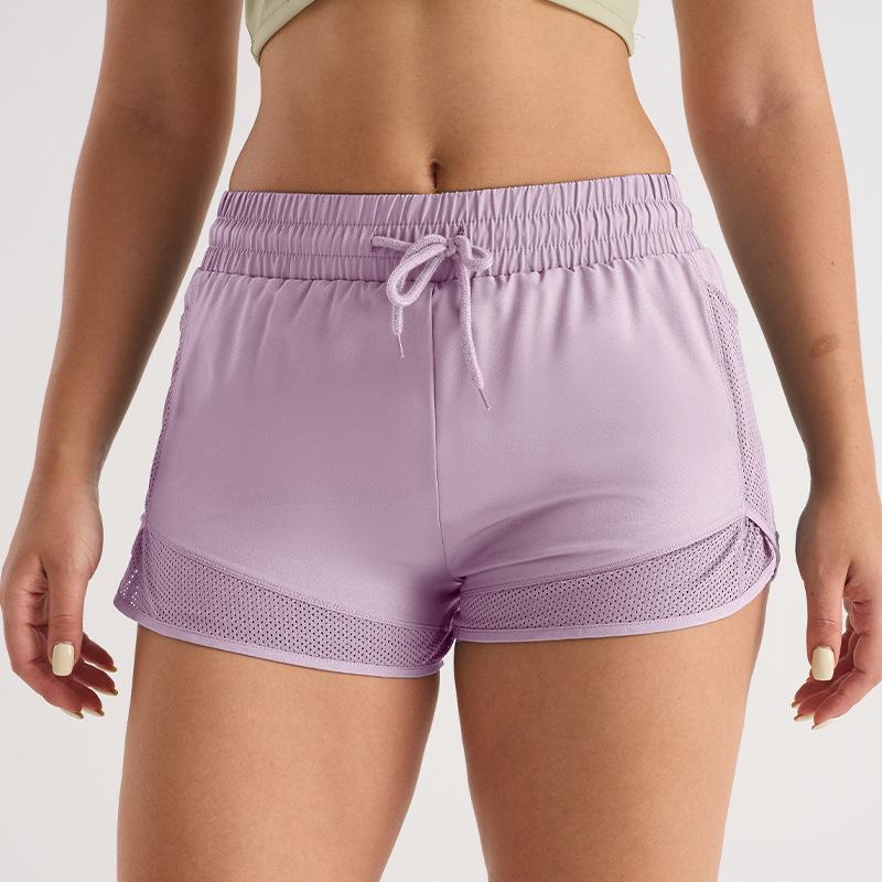 Women's Quick-Dry Mesh Yoga Shorts - Two-Piece, Anti-Exposure Design