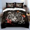 Floral Tiger Art Wall Decor Multiple Sizes Kid'S And Adults' Bedroom Exquisite 3Pc Bedding Set, Gift
