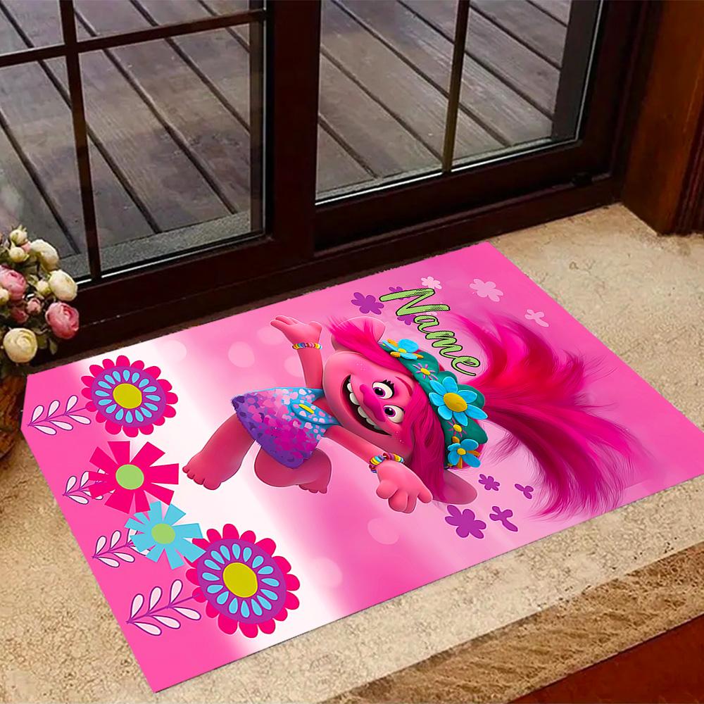 Trolls World Tour Celebration Customize Your Name Carpet Perfect for Study Room Outdoor Dining Room Playrooms Anti-slip Rug Office Home Decor
