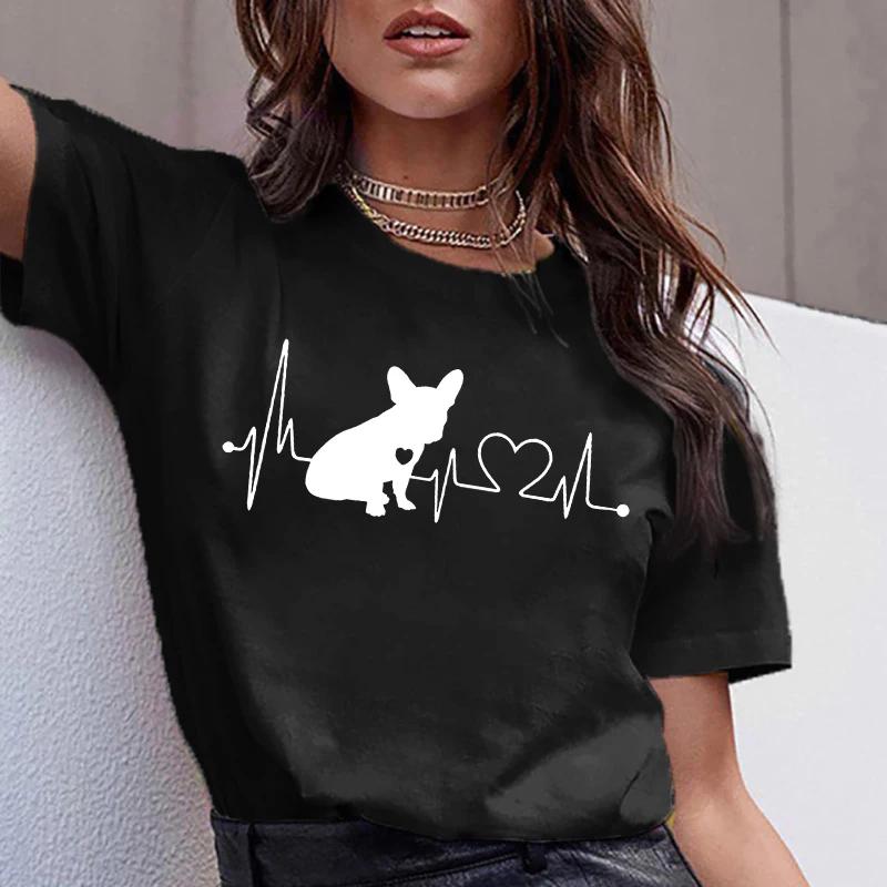 Dachshund Pug Teckel Cute Dog T-shirt Women Kawaii Harajuku Tops Female Summer Aesthetic Clothes Ropa XS-4XL Mujer