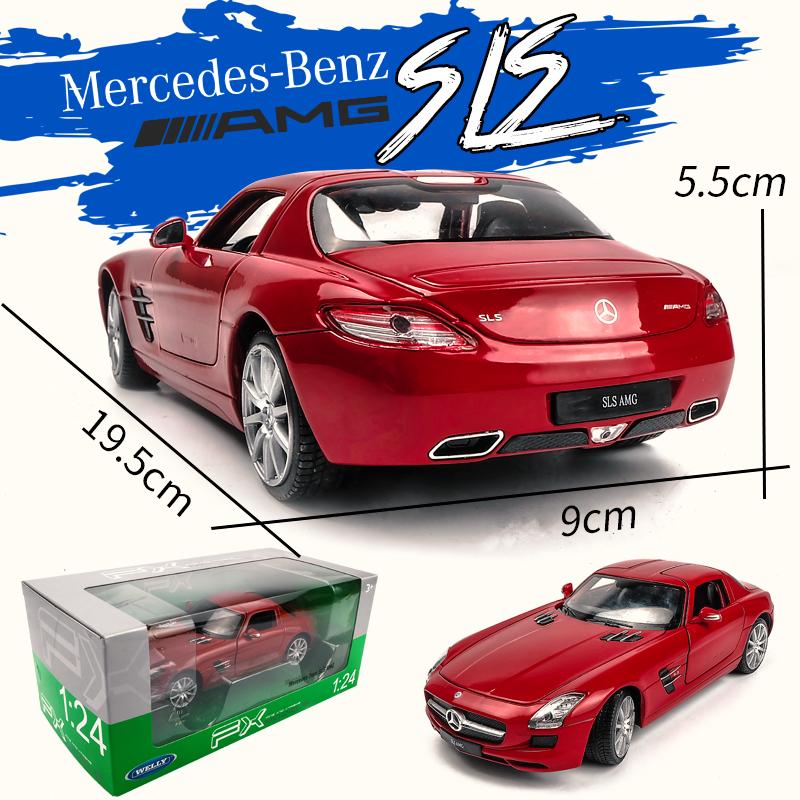 1/24 WELLY Mercedes Benz SLS AMG Sports Car Alloy Model Toy Diecast Model Simulation Car Decoration Boy Collection Gift