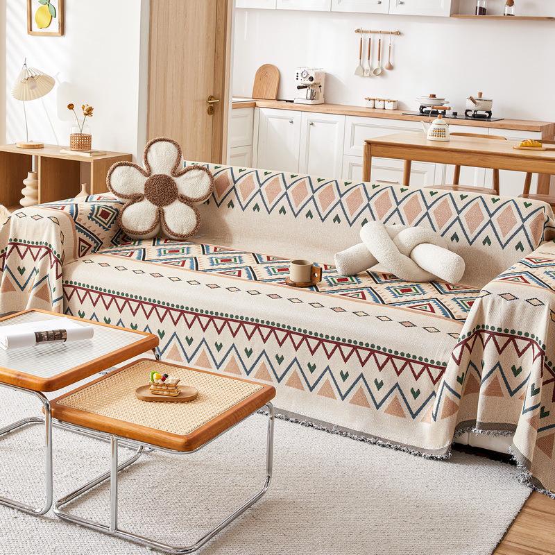 

Чехол на диванную подушку в богемном стиле с противоскользящим покрытием - Цельный для трехместного дивана 180x130 cm