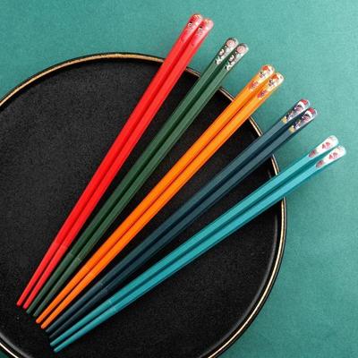Cute Japanese-style Alloy Chopsticks with Pointed Anti-slip Sushi Tableware Household One Pair Colorful Kitchen Accessories