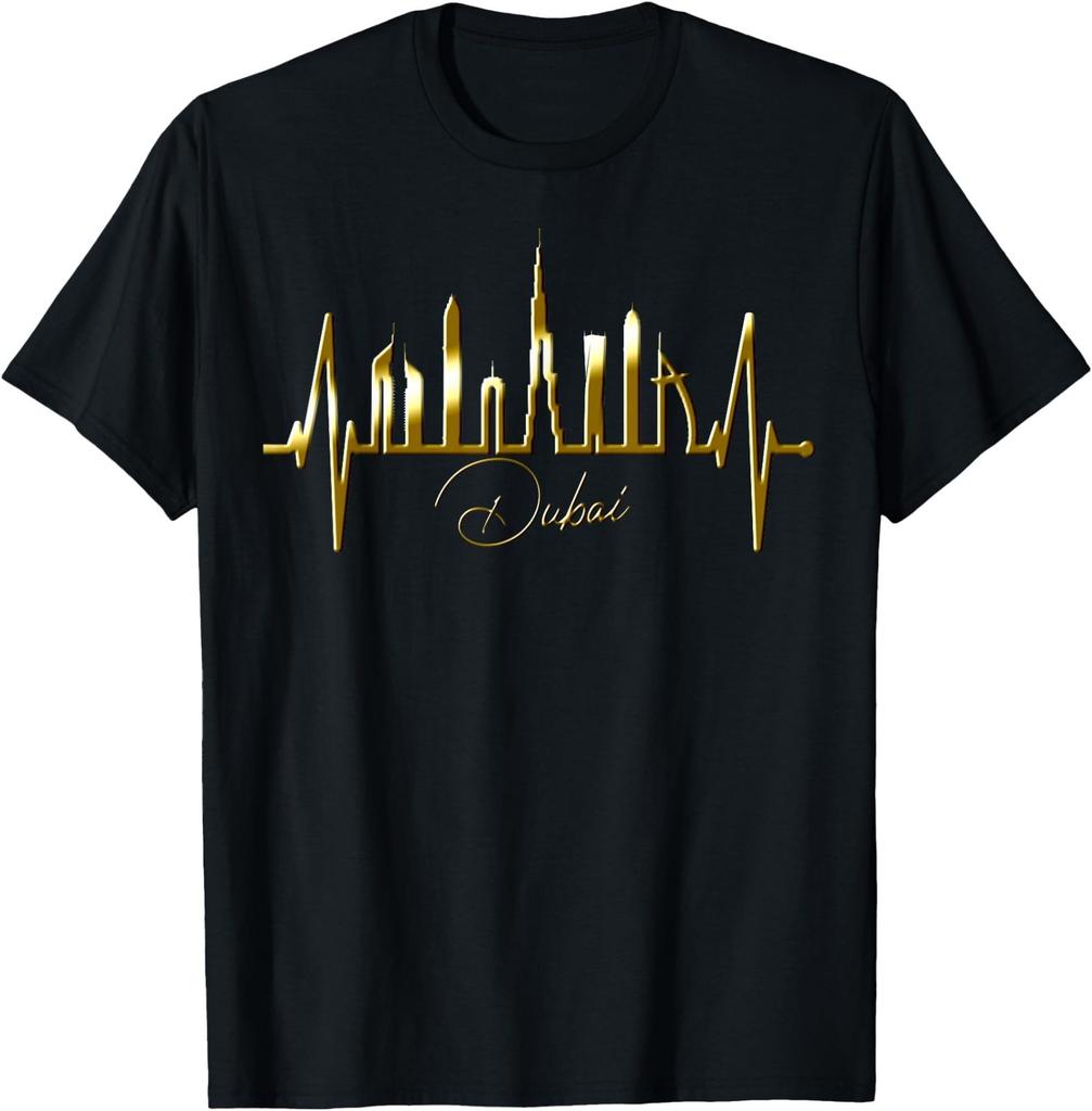 Dubai Skyline Heartbeat Burj Khalifa UAE Silhouette Dubai T-Shirt