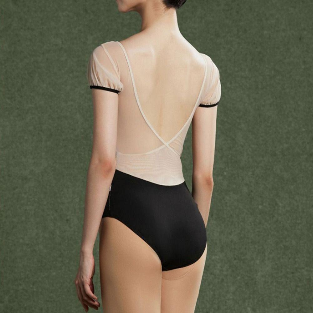Mesh Dance Costume Short Sleeve Gymnastic Clothes Girls Ballet Dress  Ballet Practice
