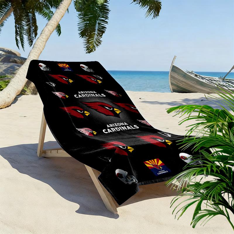 Serviette de plage imprimée Arizona Cardinals, Grande serviette douce à séchage rapide pour la plage, le camping, la natation