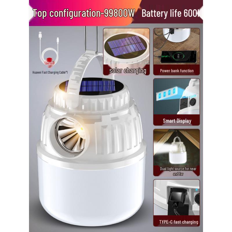 Rechargeable Solar Camping Lantern: Long-Lasting Tent Light for Emergencies and Outdoor Use