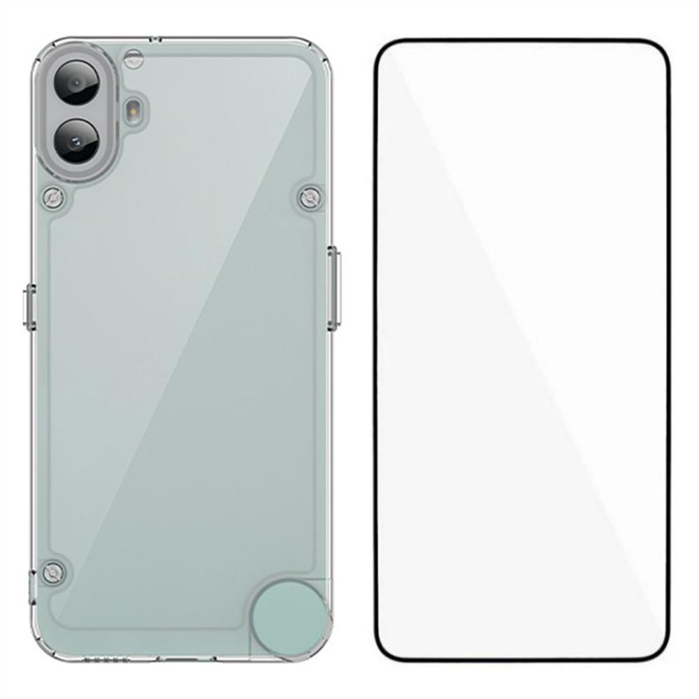 WANLONFENG MF Series for Nothing CMF Phone 1 Case TPU+Acrylic Clear Phone Cover with Tempered Glass Film