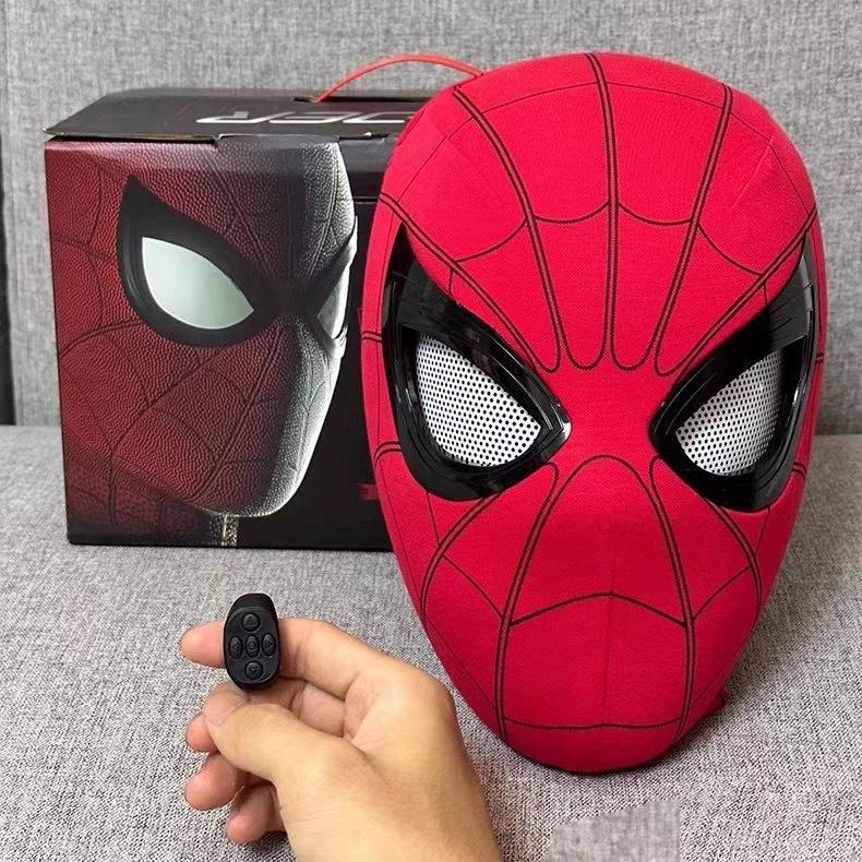 Adult Spider-Gwen Cosplay Helmet Touch Activated Light Up Electric Movable Eyes Mask Halloween Party Headgear