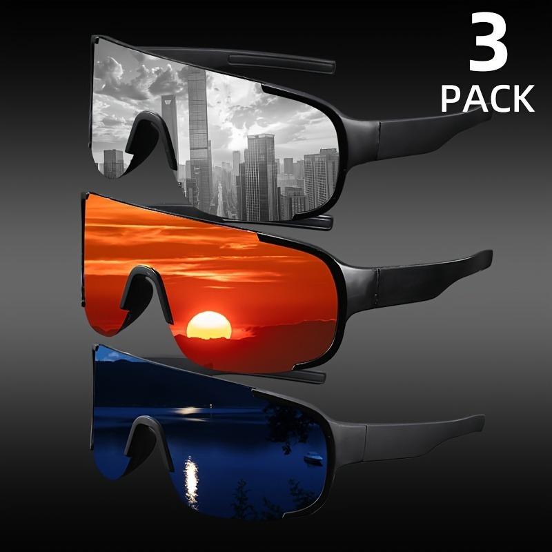 3pcs Fashion Men's and Women's Large Frame UV400 Sunshade and UV Resistant Outdoor Sports Glasses