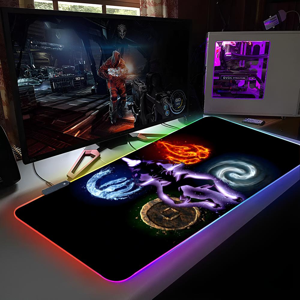 Avatar The Last Airbender Tappetino Mouse Tappetino Mouse Retroilluminato RGB Tappetino Mouse per Laptop Laptop Gamer Scrivania per Computer Accessori da Gioco