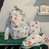 4Pcs/Set Cute Strawberry Print Backpack Large Capacity Nylon School Bag Shoulder Bag Studeng