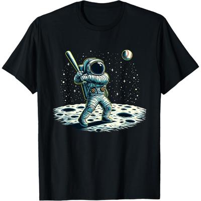 Baseball Novelty Astronaut Men Women Kids Funny Baseball T-Shirt(1)