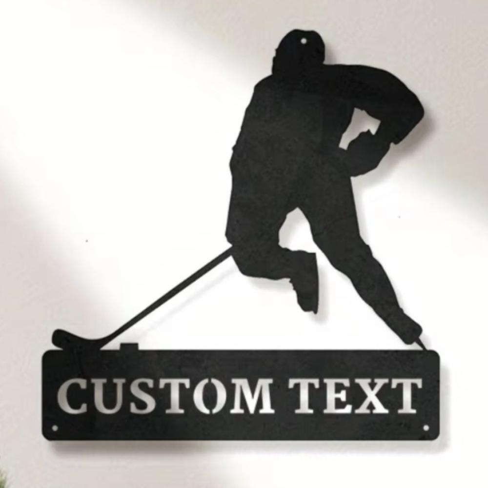 Tin Sign Retro Hockey Player Wall Art Home Decor Metal Sculpture