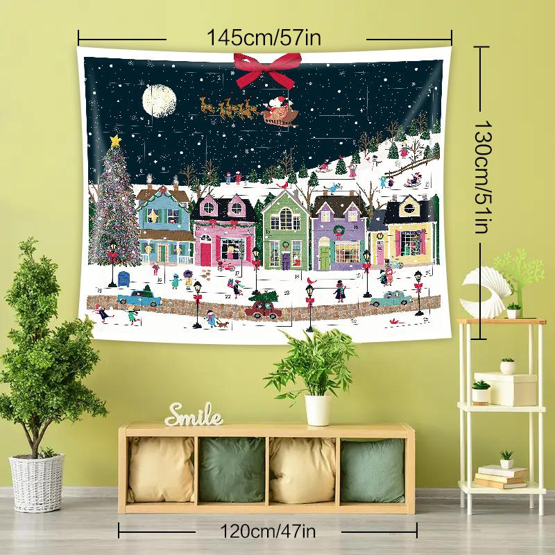 Noel Baskılı Polyester Goblen Duvar Asılı Oturma Odası Yatak Odası Yurt Odası Dekor Ev Dekor Plaj