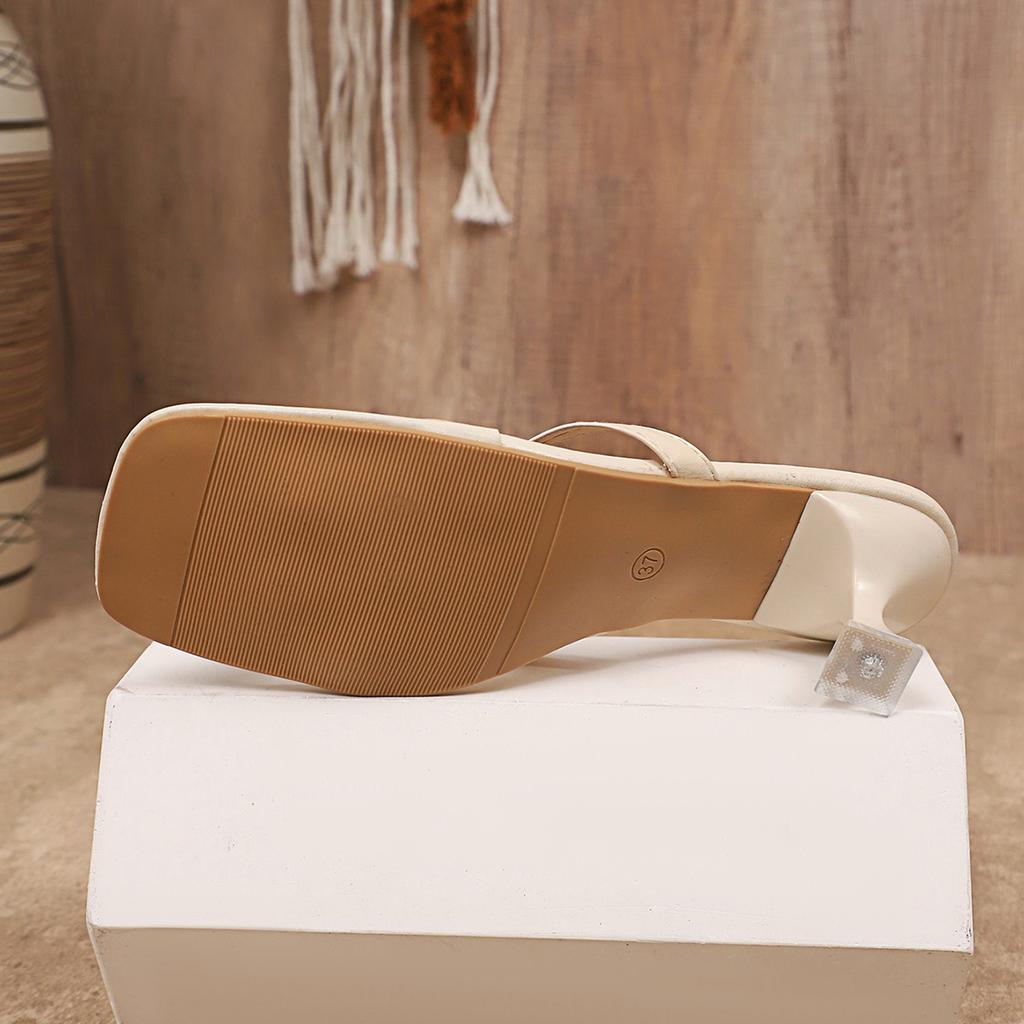 Classic Slippers Woman Slides Beach Strange High Heels Shoes for Women Solid Leather Platform Pearl Summer Shoes Plus Size