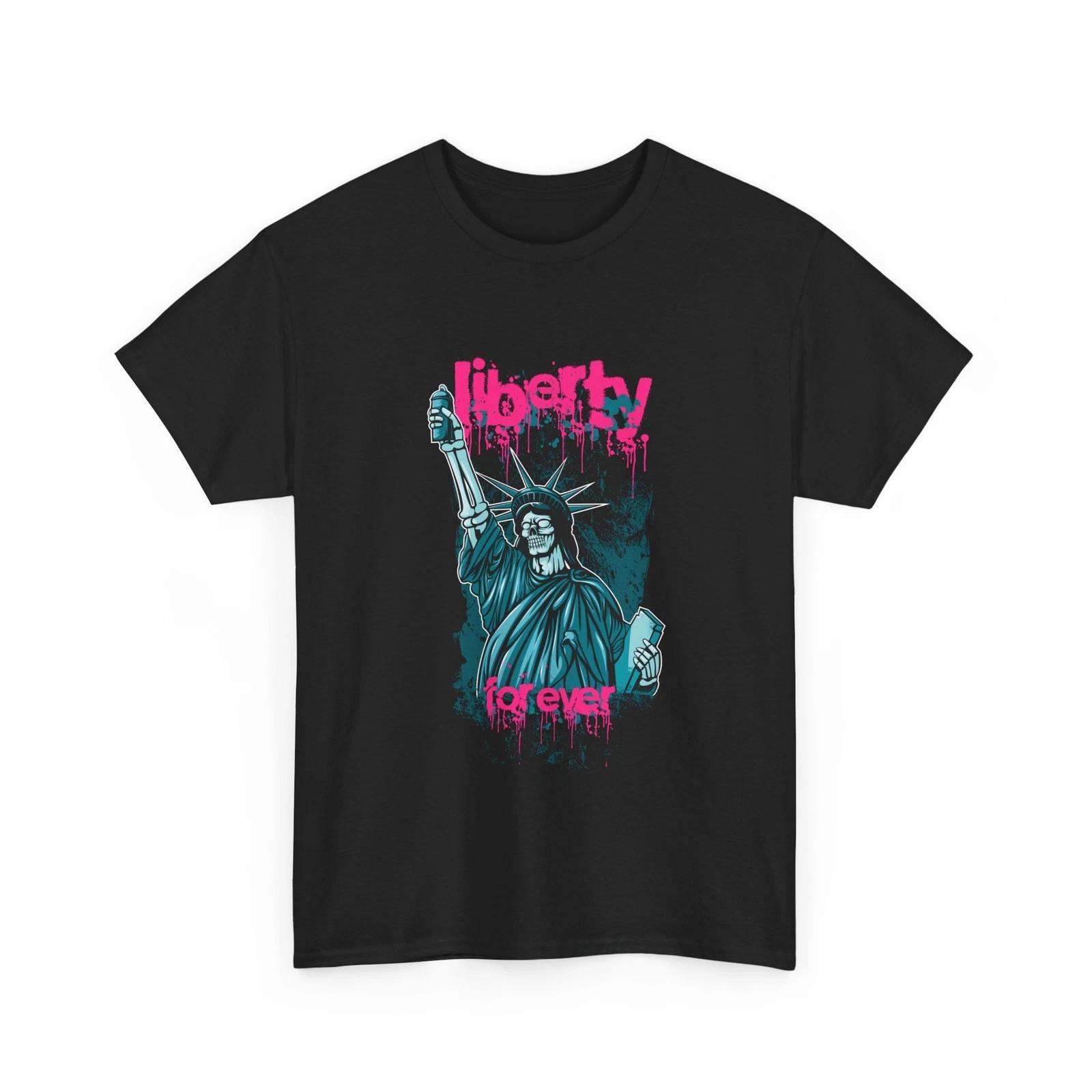 

Liberty Forever Skull Statue of Liberty T-Shirt | Graffiti Neon Tee, Cool T-Shirt XL