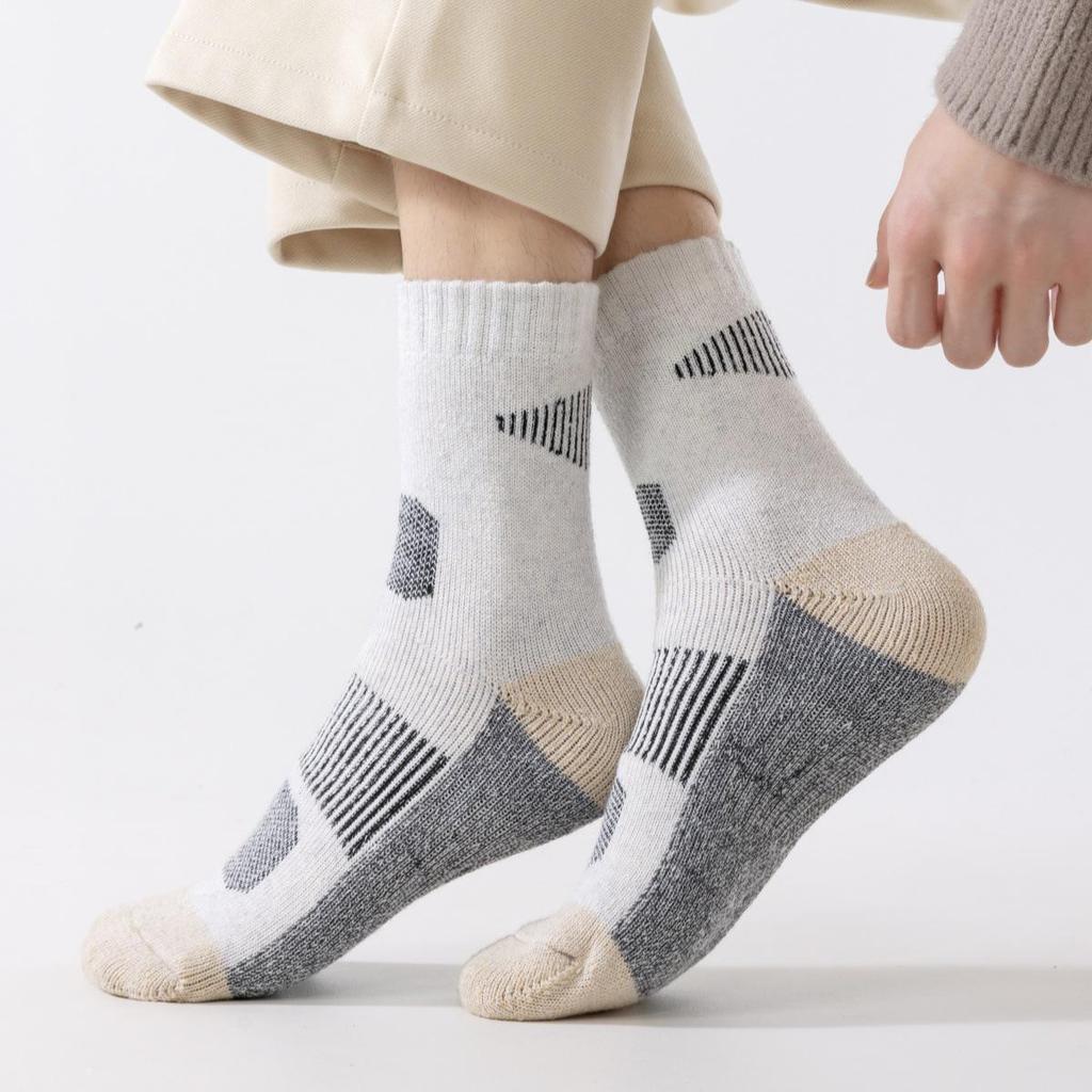 Herren Merinowolle Wadenlange Socken - Fleecefutter, Extra Dick, Frottee Warm, Überknie für Herbst & Winter.