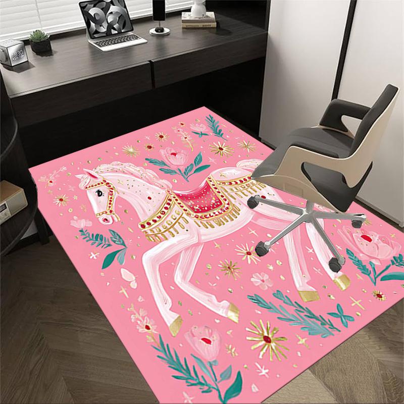 

1PC Horse Floral Non-Slip Floor Carpet Compatible for Office&Living Room&Bedroom&Dining room - Flat- Soft & Pattern, Vibrant Colors-W283 60cm by 90cm