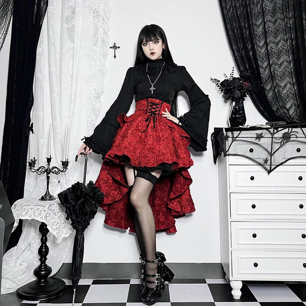 Punk Rocker Skirt Cosplay Gothic Lolita Short Mori School Cultural Halloween Costume [SSUPTEMBER2] Costume, Lolita, Gal, Style, Sexy, Sleeves,
