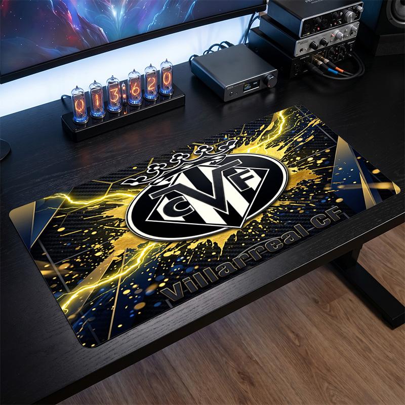 Villarreal FC Theme Pattern Mouse Pad, Soccer Logo Design XXL Gaming Desk Mat Non-Slip Computer Mouse Pad