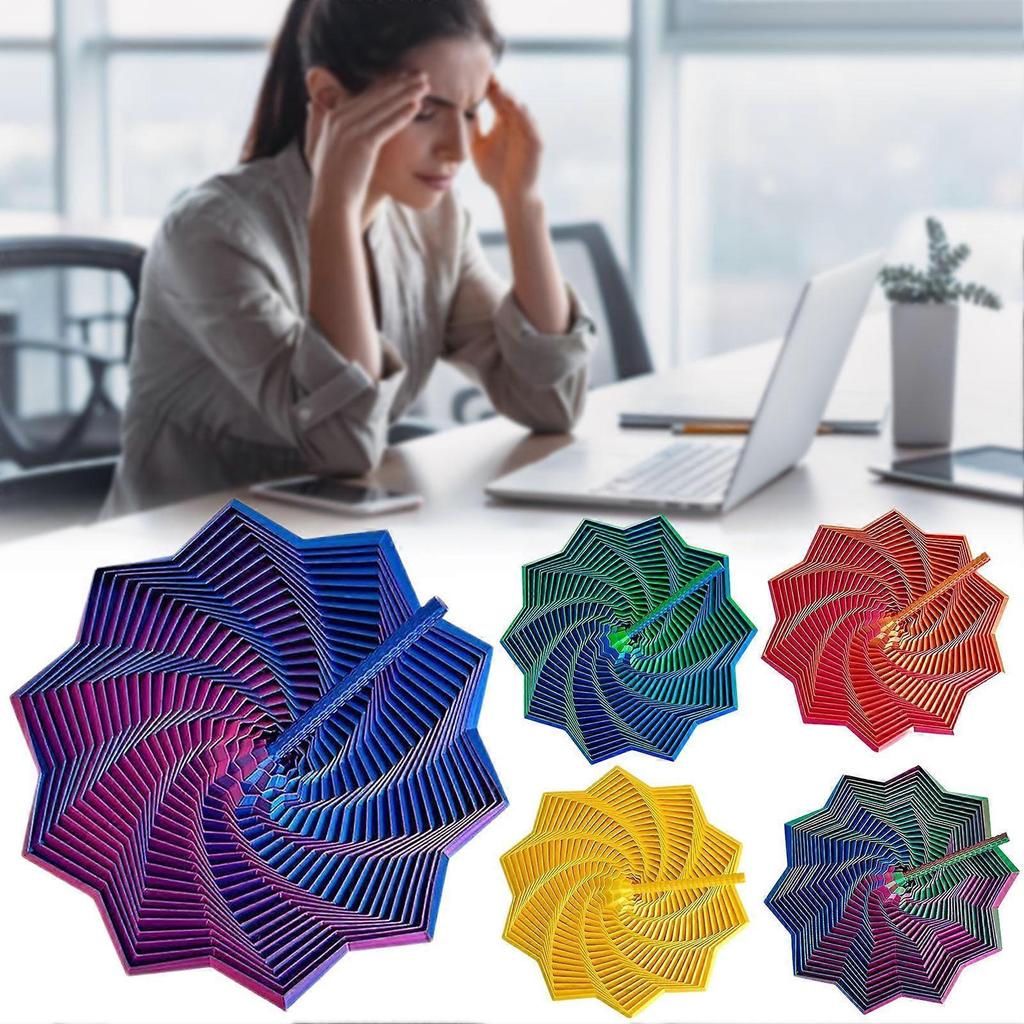 3D Printed Expanded Sensory Fidget Star,Expandable Fractal Fidget Toys Hexagon with Handle,Honeycomb Whirling Spiral Design