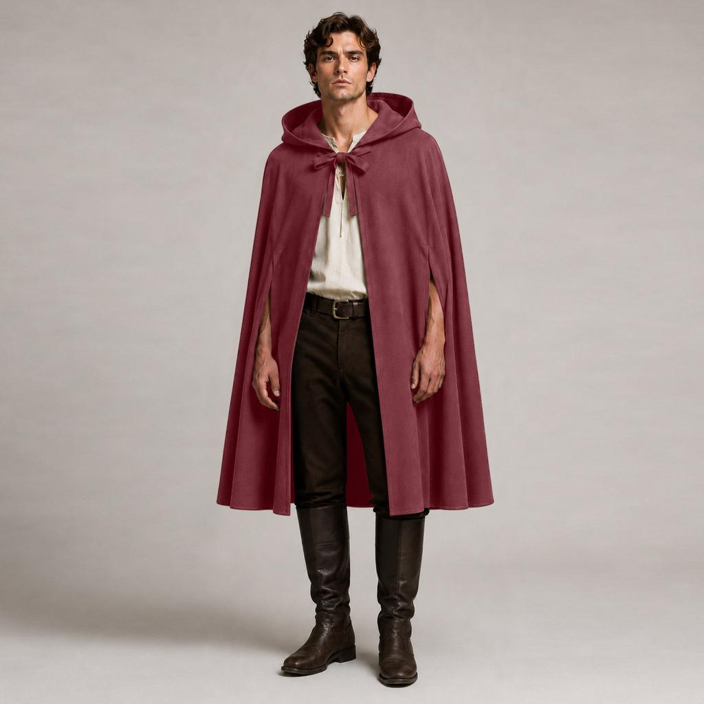 Medieval Vintage Cloak Hooded Gothic Knight Wool Blend Cape Capelet for Halloween Costume Renaissance Style Cloak