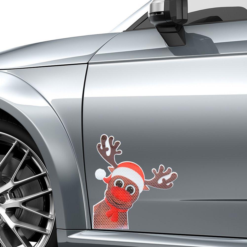 Christmas Car Decor Reflective Santa Stickers for a Festive Atmosphere